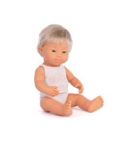 Baby Doll Caucasian Blonde Boy with Down Syndrome