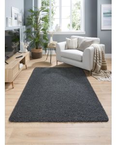 Plain Stain Resistant Washable Rug - 140 x 200cm  - Charcoal