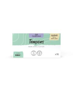 Care and Protect Super Non Applicator Tampons - Pack of 16