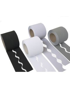 EduCraft Scalloped/Corrugated Paper Border Rolls Monochrome Pack 57mm x 15M