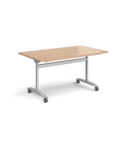 Rectangular Flip Top Table 1400 x 800 Silver Frame - Beech