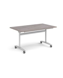 Rectangular Flip Top Table 1400 x 800 Silver Frame Grey Oak