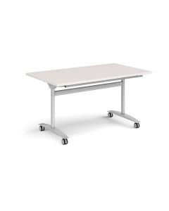 Rectangular Flip Top Table 1400x800 Silver Frame Light Grey