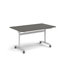 Rectangular Flip Top Table 1400 x 800 Silver Frame Charcoal
