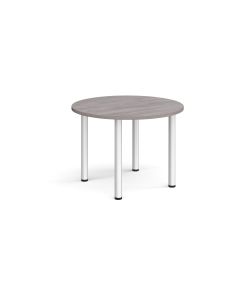 Radial Leg Table dia. 1000mm - Grey Oak - Silver Frame