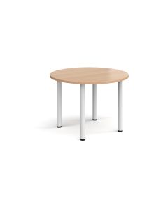 Radial Leg Table dia. 1000mm - Beech - White Frame