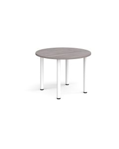 Radial Leg Table dia. 1000mm - Grey Oak - White Frame