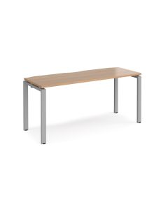 Adapt Single Desk 1600x600mm - Beech - Silver Frame