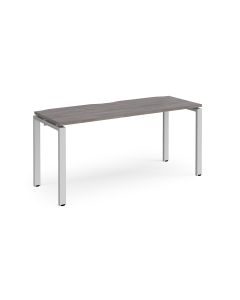 Adapt Single Desk 1600x600mm - Grey Oak - Silver Frame
