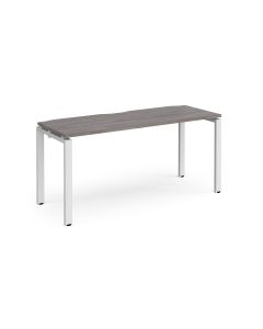 Adapt Single Desk 1600x600mm - Grey Oak - White Frame