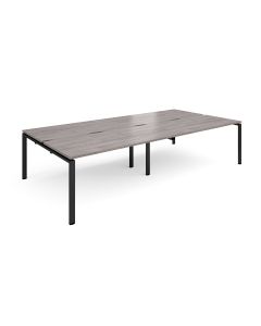 Double Back to Back Desk 3200x1600mm - Grey Oak/Black Frame