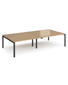 Double Back to Back Desks 3200x1600mm - Oak/Black Frame