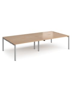 Double Back to Back Desks 3200x1600mm - Beech/Silver Frame