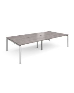 Double Back to Back Desks 3200x1600mm Grey Oak/Silver Frame