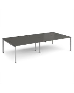 Double Back to Back Desks 3200x1600mm - Grey/Silver Frame