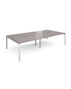 Double Back to Back Desks 3200x1600mm - Grey Oak/White Frame