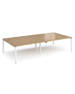 Double Back to Back Desks 3200x1600mm - Oak/White Frame