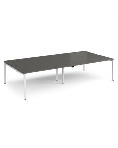 Double Back to Back Desks 3200x1600mm - Grey/White Frame
