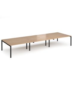 Adapt Triple Back to Back Desks - Beech/Black Frame