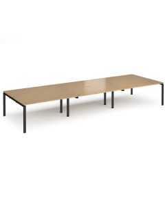 Adapt Triple Back to Back Desks - Oak/Black Frame