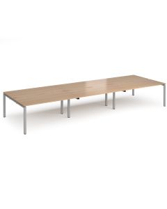 Adapt Triple Back to Back Desks- Beech/Silver Frame