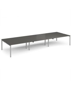 Adapt Triple Back to Back Desks - Grey/Silver Frame