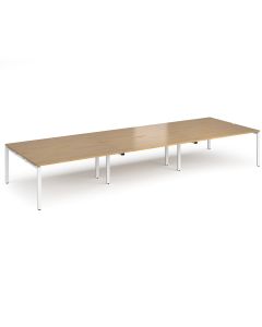 Adapt Triple Back to Back Desks - Oak/White Frame