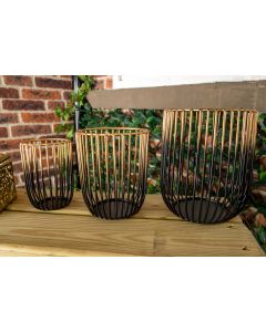Black and Gold Ombre Wire Pots - Pack of