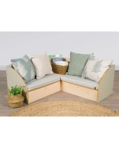 Reading Corner with Grey Cushions - Green/Maple