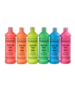 Classmates Ready Mixed Paint - 600ml - Fluorescent - Pack of 6