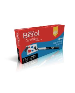 Berol Whiteboard Marker Pens Black Fine Tip - Pack of 12