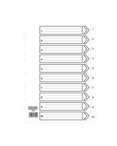 Eastlight A4 Polypropylene Dividers 1-10-part Europunched