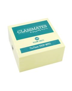 Classmates Cube Sticky Notes Yellow 75 x 75mm