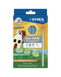 Lyra Super Ferby Metallic Triangular Colouring Pencils - Pack of 12