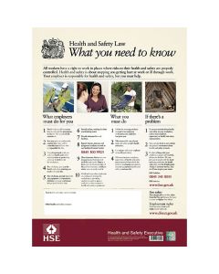 Health and Safety Law Poster - 595 x 415mm PVC