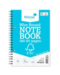 Silvine FSC Twin Wire Notebook - A5 - Pack of 5