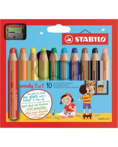 Stabilo Woody 3 in 1 Colouring Pencils - Pack of 10