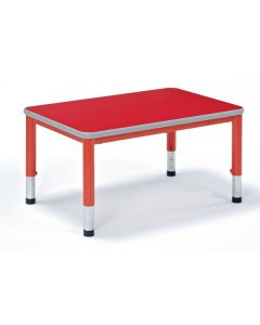 Harlequin Rectangular Height Adjustable Steel Classroom Table - 900 x 600 x 600mm - Red