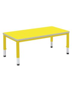 Harlequin Rectangular Height Adjustable Steel Classroom Table - 1200 x 600 x 600mm - Yellow