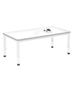 Harlequin Rectangular Height Adjustable Steel Classroom Table - 1200 x 600 x 600mm - White