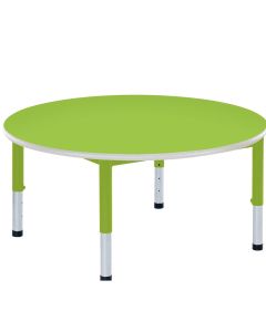 Harlequin Circular Height Adjustable Steel Classroom Table - 1050 x 400 to 640mm - Tangy Lime