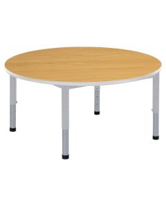 Harlequin Circular Height Adjustable Steel Classroom Table - 1050 x 400 to 640mm - Beech