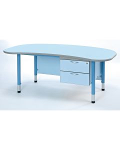 Harlequin Arc Height Adjustable Steel Teachers Table - 1600 x 900 x 400 to 640mm - Soft Blue