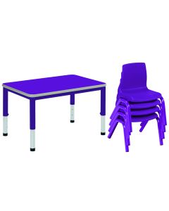 Harlequin Small Rectangular Table With 4 Chairs - 6-8 Years - Purple