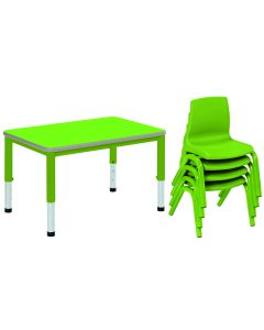 Harlequin Small Rectangular Table With 4 Chairs - 6-8 Years - Tangy Lime