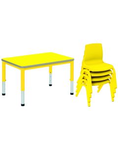 Harlequin Small Rectangular Table With 4 Chairs - Preschool - Yellow