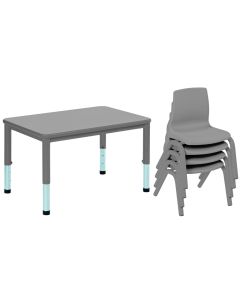 Harlequin Small Rectangular Table With 4 Chairs - 4-6 Years - Grey
