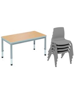 Harlequin Small Rectangular Table With 4 Chairs - 4-6 Years - Beech
