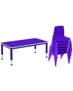 Harlequin Large Rectangular Table & 6 Chairs - 4-6 years - Purple