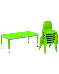 Harlequin Large Rectangular Table & 6 Chairs - Preschool - Tangy Lime